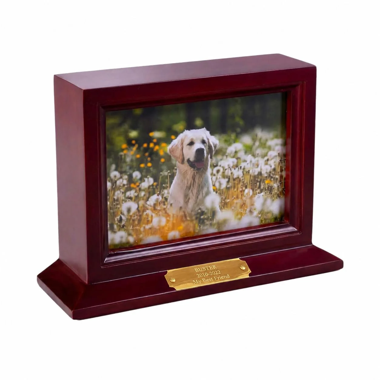 Personalized picture frame pet urn