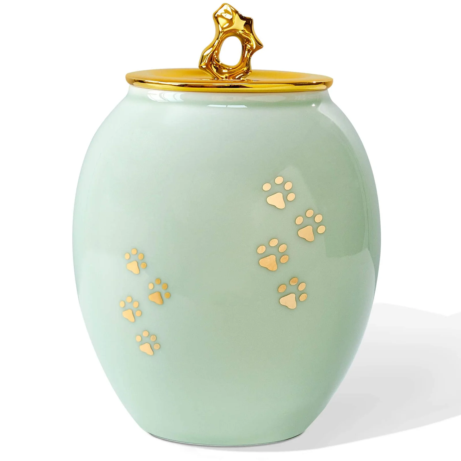 Medium Pet Urn for Dogs or Cats, Ceramic Paw Print Memorial Urn